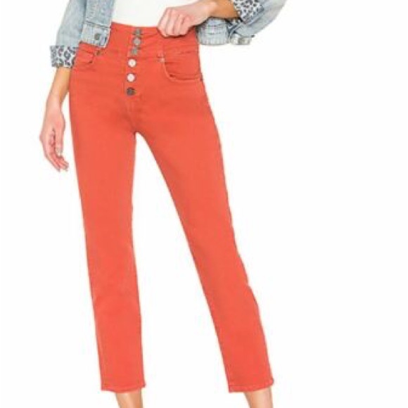 Joie rust red button up jeans size 23 - Picture 2 of 4